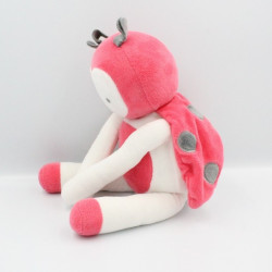 Doudou coccinelle rose blanc gris OBAIBI