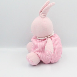 Doudou Lapin boule rayé rose KLORANE