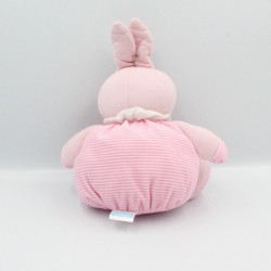 Doudou Lapin boule rayé rose KLORANE