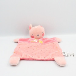 Doudou plat lapin rose Ma petite maison MOTS D'ENFANTS