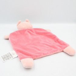 Doudou plat lapin rose Ma petite maison MOTS D'ENFANTS