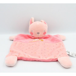 Doudou plat lapin rose Ma petite maison MOTS D'ENFANTS