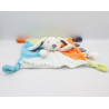 Doudou plat lapin bleu orange vert étoiles OBAIBI