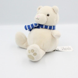 Doudou ours gris beige écharpe bleu H&M H ET M