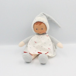 Doudou bébé poupée gris blanc rouge étoiles COROLLE