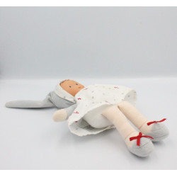 Doudou bébé poupée gris blanc rouge étoiles COROLLE