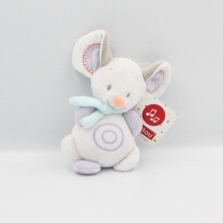Doudou musical souris blanche mauve grise NATTOU