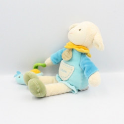 Doudou et compagnie Simon mouton bleu avec escargot  30 cm