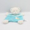 Doudou plat ours blanc bleu nuages ange TEX BABY
