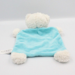 Doudou plat ours blanc bleu nuages ange TEX BABY