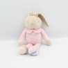Doudou Lapin beige rose col vichy KLORANE