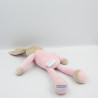 Doudou Lapin beige rose col vichy KLORANE