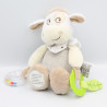 Doudou vache beige écru gris pois hochet miroir MOTS D'ENFANTS