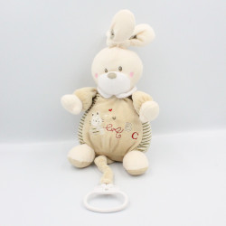 Doudou musical lapin rayé beige ABC NICOTOY