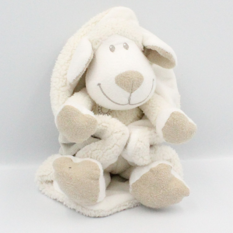 Doudou mouton blanc gris couverture KIABI NICOTOY