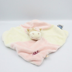 Doudou plat vache blanc rose Lola rosalie fleur NOUKIE'S