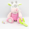 Doudou vache rose blanche pois hochet MOTS D'ENFANTS