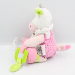 Doudou vache rose blanche pois hochet MOTS D'ENFANTS