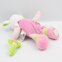 Doudou vache rose blanche pois hochet MOTS D'ENFANTS