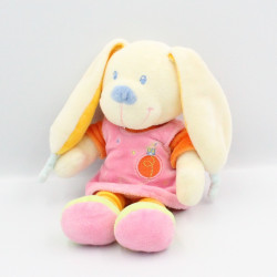 Doudou lapin rose orange oiseau MOTS D'ENFANTS