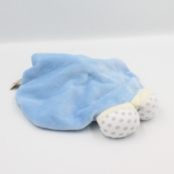 Doudou plat rond lapin blanc bleu fleur My baby NICOTOY