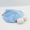 Doudou plat rond lapin blanc bleu fleur My baby NICOTOY