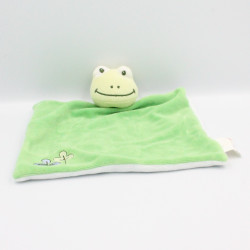 Doudou plat grenouille verte bleu trèfle BENGY