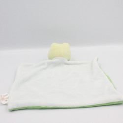 Doudou plat grenouille verte bleu trèfle BENGY
