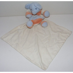 Doudou éléphant vert jaune orange mouchoir SUCRE D'ORGE