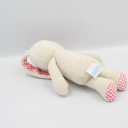 Doudou Lapin écru beige vichy rose KLORANE