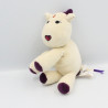 Doudou vache blanc violet nez en coeur MARESE