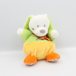 Doudou lapin jaune vert pois ours brodé MOTS D'ENFANTS