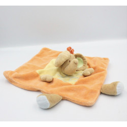 Doudou plat éléphant jaune orange NICOTOY