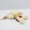 Doudou hochet anneau lapin beige bordeaux NICOTOY