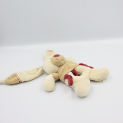 Doudou hochet anneau lapin beige bordeaux NICOTOY