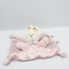 Doudou plat lapin rose rayé attache tétine ABC NICOTOY