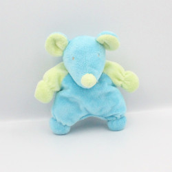 Doudou semi plat souris bleu vert TARTINE ET CHOCOLAT
