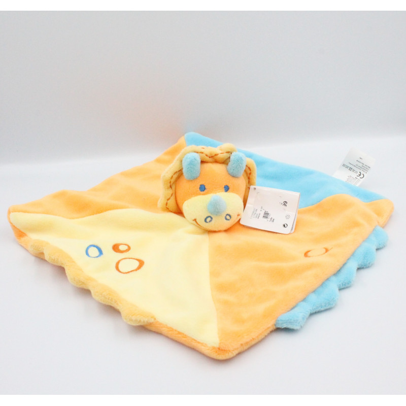 Doudou plat dinosaure orange bleu jaune KIABI KITCHOUN