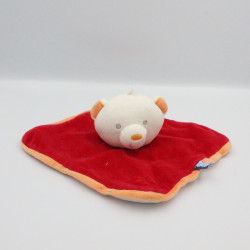 Doudou plat ours blanc rouge orange SUCRE D'ORGE