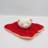 Doudou plat ours blanc rouge orange SUCRE D'ORGE