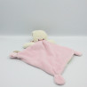 Doudou plat lapin rose fleurs brodées NICOTOY