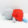 Doudou ours gris bleu rouge cape SOSTRENE GRENES