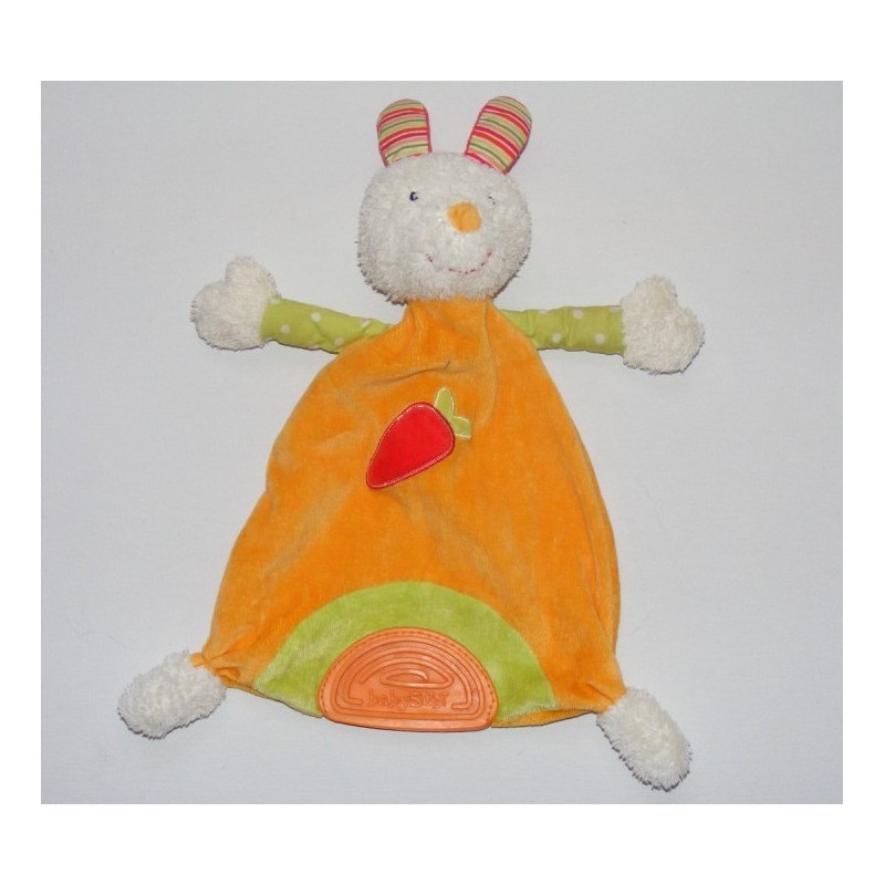 Doudou plat lapin rose vert bleu BABYSUN