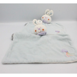 Doudou plat Lapin bleu cerf volant INFLUX