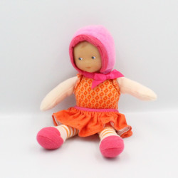 Doudou lutin poupée rose orange fleurs jupe COROLLE