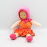 Doudou lutin poupée rose orange fleurs jupe COROLLE
