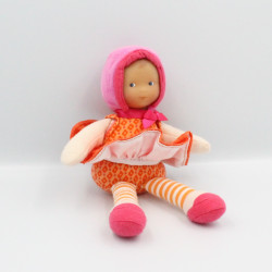 Doudou lutin poupée rose orange fleurs jupe COROLLE