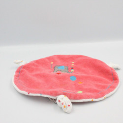 Doudou plat rond rose blanc étoiles éléphant U TOUT PETITS