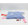 Doudou plat carré bleu chat étiquettes étoiles