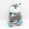 Doudou musical oiseau pingouin gris bleu Louis NOUKIE'S